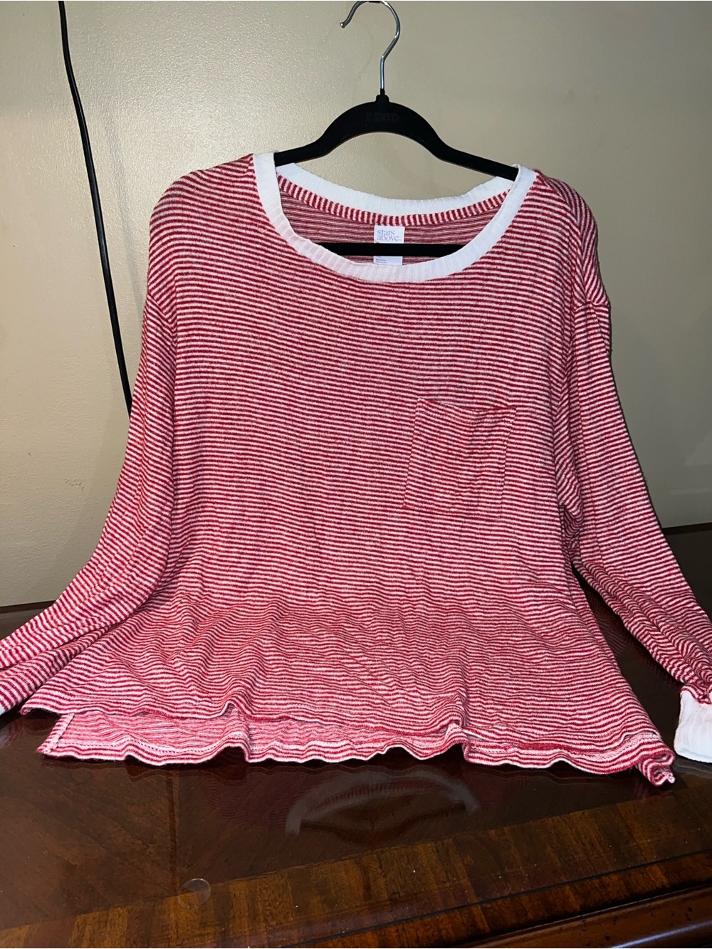 stars above Red & White Striped Crewneck Top